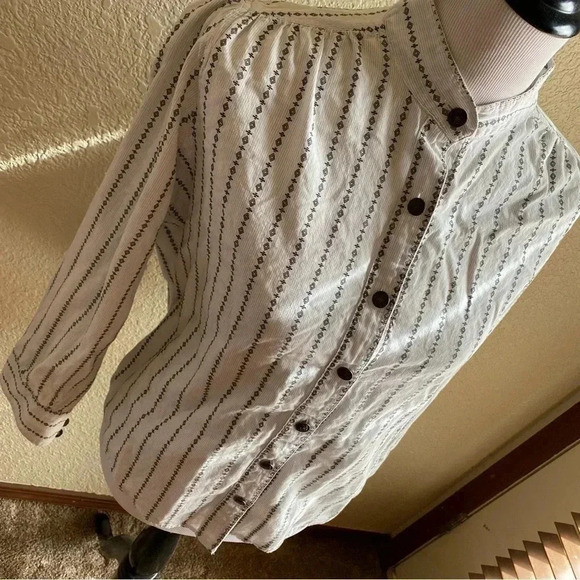 Palo Duro Vintage Western Shirt Button Down Striped White Black 100% Cotton: L - Picture 2 of 13